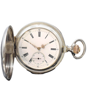 Swiss silver full hunter minute repeating pocket watch Circa 1900