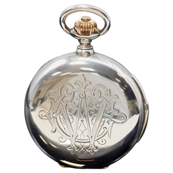 Swiss silver full hunter minute repeating pocket watch Circa 1900 Swiss silver full hunter minute repeating pocket watch Circa 1900