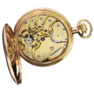 Swiss 14K pink gold full hunter lever pocket watch Circa 1904