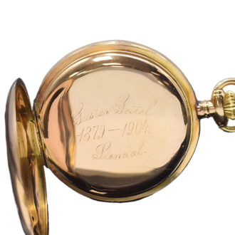 Swiss 14K pink gold full hunter lever pocket watch Circa 1904