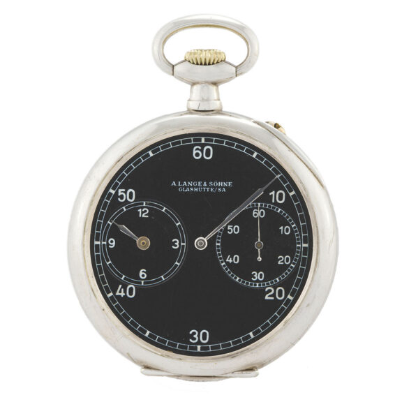 German silver pocket observation watch with a black regulator dial Circa 1947