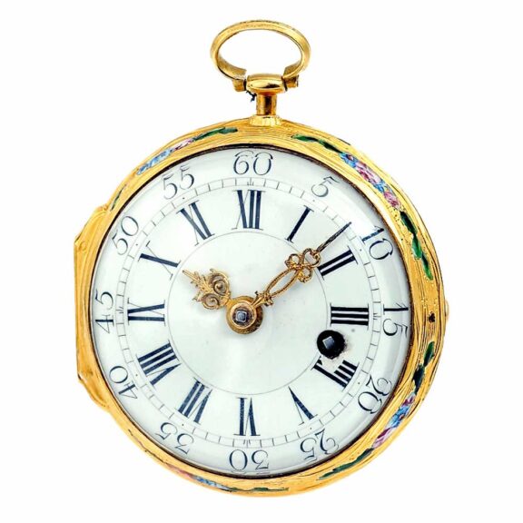 French exceptionally rare gold enamel pocket watch Circa 1750 French exceptionally rare gold enamel pocket watch Circa 1750