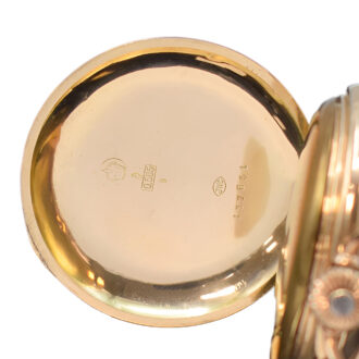 Swiss 14 carat pink gold full hunter pocket watch Circa 1895