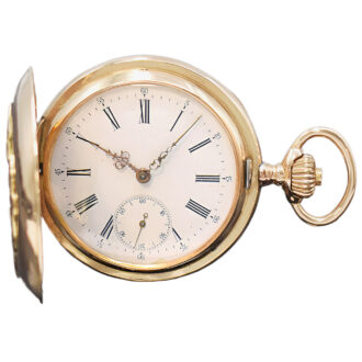 Swiss 14 carat pink gold full hunter pocket watch Circa 1895