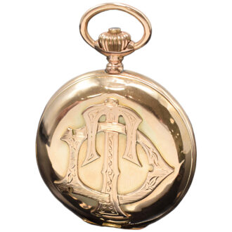 Swiss 14 carat pink gold full hunter pocket watch Circa 1895