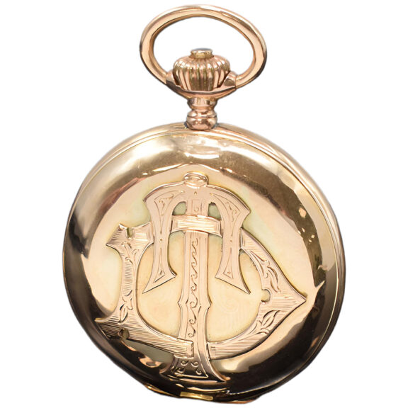 Swiss 14 carat pink gold full hunter pocket watch Circa 1895 Swiss 14 carat pink gold full hunter pocket watch Circa 1895