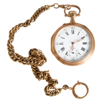 French 18K yellow gold open faced pocket watch Circa 1900