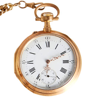 French 18K yellow gold open faced pocket watch Circa 1900