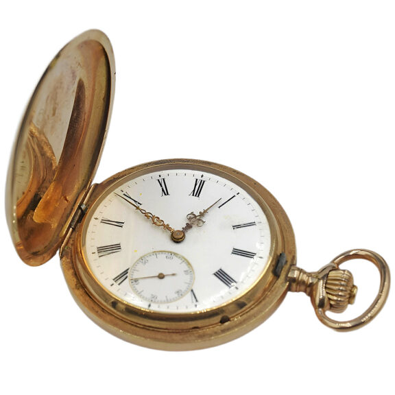 Swiss 14K yellow gold full hunter pocket watch Circa 1900