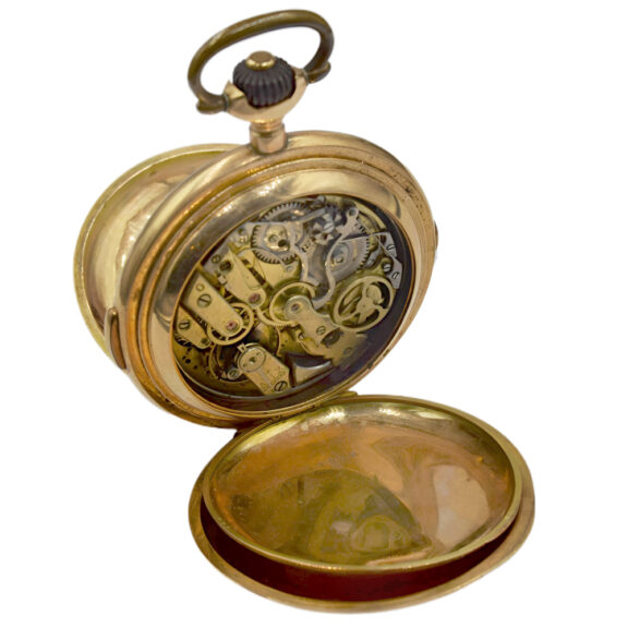 Swiss gold full hunter chronograph pocket watch Circa 1900 Swiss gold full hunter chronograph pocket watch Circa 1900