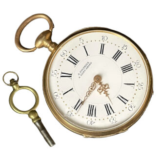 French 18K yellow gold open faced pocket watch Circa 1880