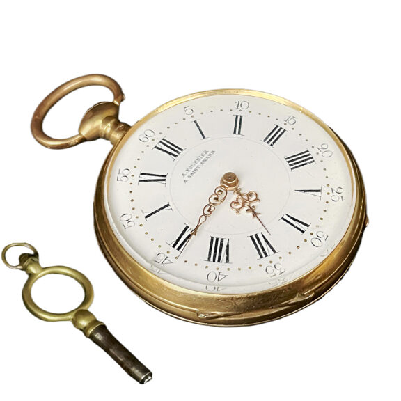 French 18K yellow gold open faced pocket watch Circa 1880 French 18K yellow gold open faced pocket watch Circa 1880