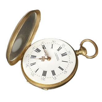 French 18K yellow gold open faced pocket watch Circa 1880