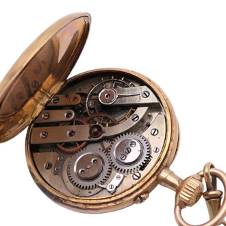 Swiss 18K gold open faced repeating pocket watch Circa 1900