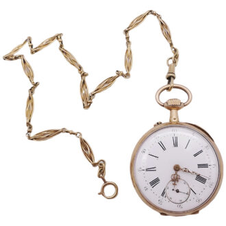 Swiss 18K gold open faced repeating pocket watch Circa 1900