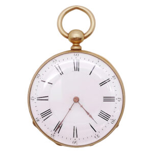 Swiss 18K yellow gold open faced pocket watch Circa 1860