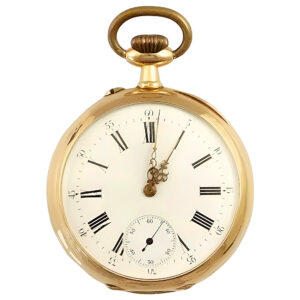 French 18K yellow gold open faced pocket watch Circa 1900