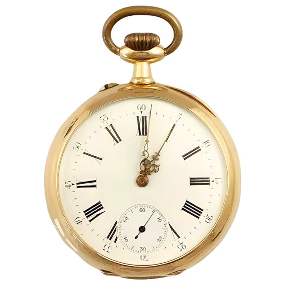 French 18K yellow gold open faced pocket watch Circa 1900