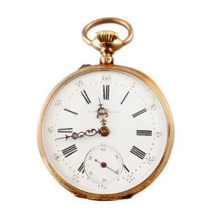 French 18K yellow gold open faced pocket watch Circa 1900