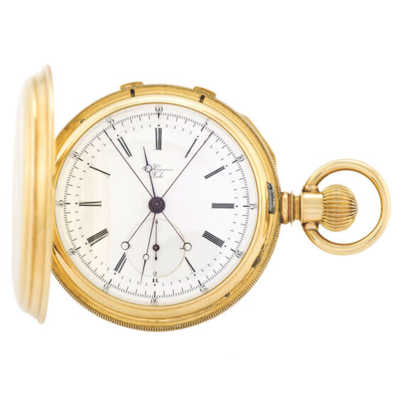 Swiss large and heavy two train hunting cased independent watch Circa 1880