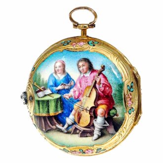 French ornamental gold enamel verge pocket watch Circa 1770