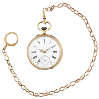 French 18K yellow gold open faced pocket watch Circa 1890