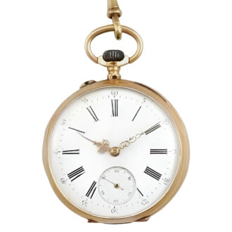 French 18K yellow gold open faced pocket watch Circa 1890