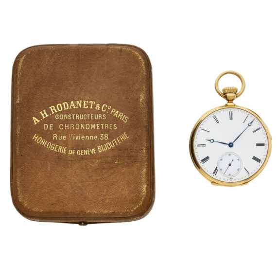 French 18K yellow gold open faced pocket watch Circa 1869