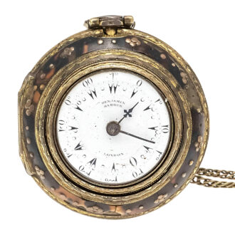 English gilt brass triple cased verge pocket watch Circa 1790