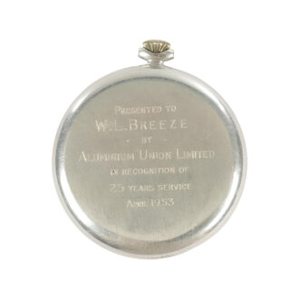 Lightweight Swiss aluminium open faced pocket watch Circa 1953