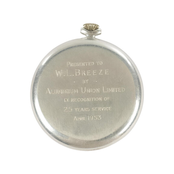 Lightweight Swiss aluminium open faced pocket watch Circa 1953 Lightweight Swiss aluminium open faced pocket watch Circa 1953