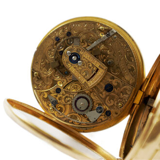 English 18K yellow gold open faced pocket watch Circa 1820