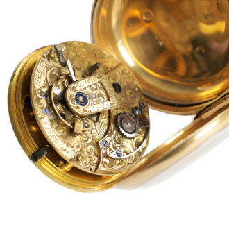 English 18K yellow gold open faced pocket watch Circa 1820