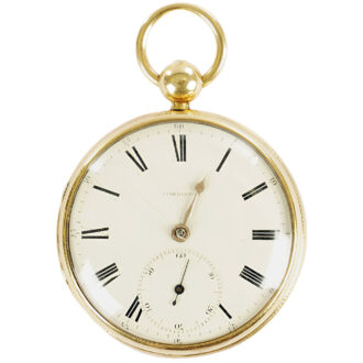 English 18K yellow gold open faced pocket watch Circa 1820