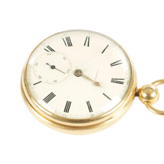 English 18K yellow gold open faced pocket watch Circa 1820