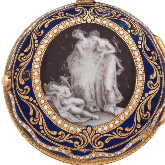 Fine English 18K gold and enamel verge pocket watch Circa 1776 Fine English 18K gold and enamel verge pocket watch Circa 1776