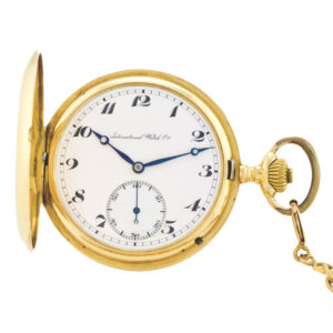 Swiss yellow gold hunting cased keyless lever chronometer pocket watch Circa 1920