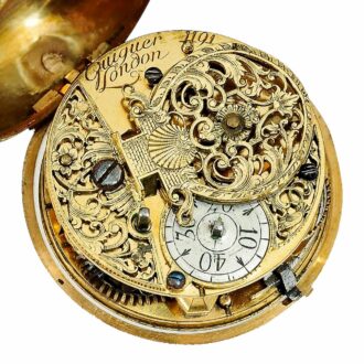 English 22k gold pair-cased verge repoussé watch Circa 1700