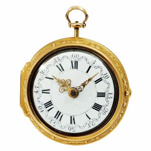 English 22k gold pair-cased verge repoussé watch Circa 1700
