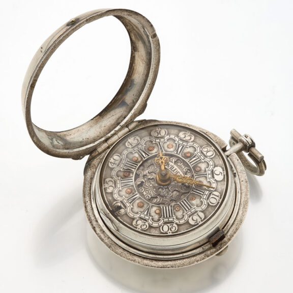 English pair cased verge watch with champlevé dial Circa 1780 English pair cased verge watch with champlevé dial Circa 1780
