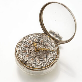 English pair cased verge watch with champlevé dial Circa 1780 English pair cased verge watch with champlevé dial Circa 1780