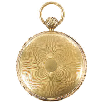 English 18K gold chased open faced pocket watch Circa 1825