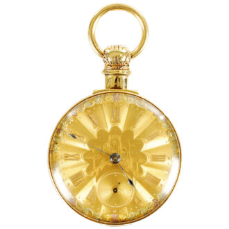 English 18K yellow gold open faced pocket watch Circa 1830