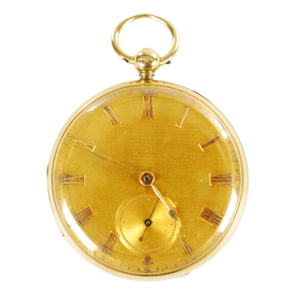 English 18K yellow gold open faced pocket watch Circa 1835