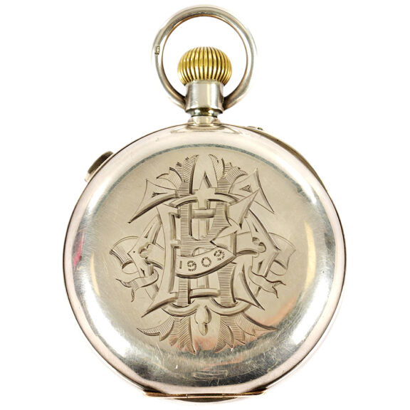 Swiss/English silver open faced chronograph watch Circa 1902 Swiss/English silver open faced chronograph watch Circa 1902