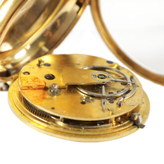 English 18K yellow gold open faced pocket watch Circa 1830