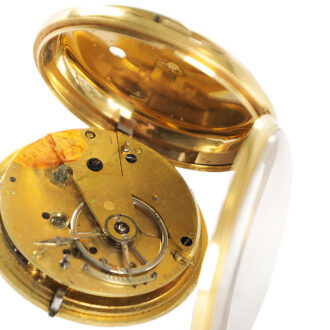 English 18K yellow gold open faced pocket watch Circa 1830