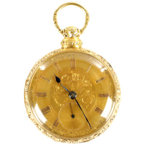 English 18K yellow gold open faced pocket watch Circa 1830