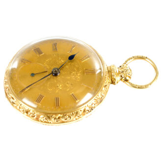 English 18K yellow gold open faced pocket watch Circa 1830