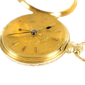 English 18K yellow gold open faced pocket watch Circa 1830